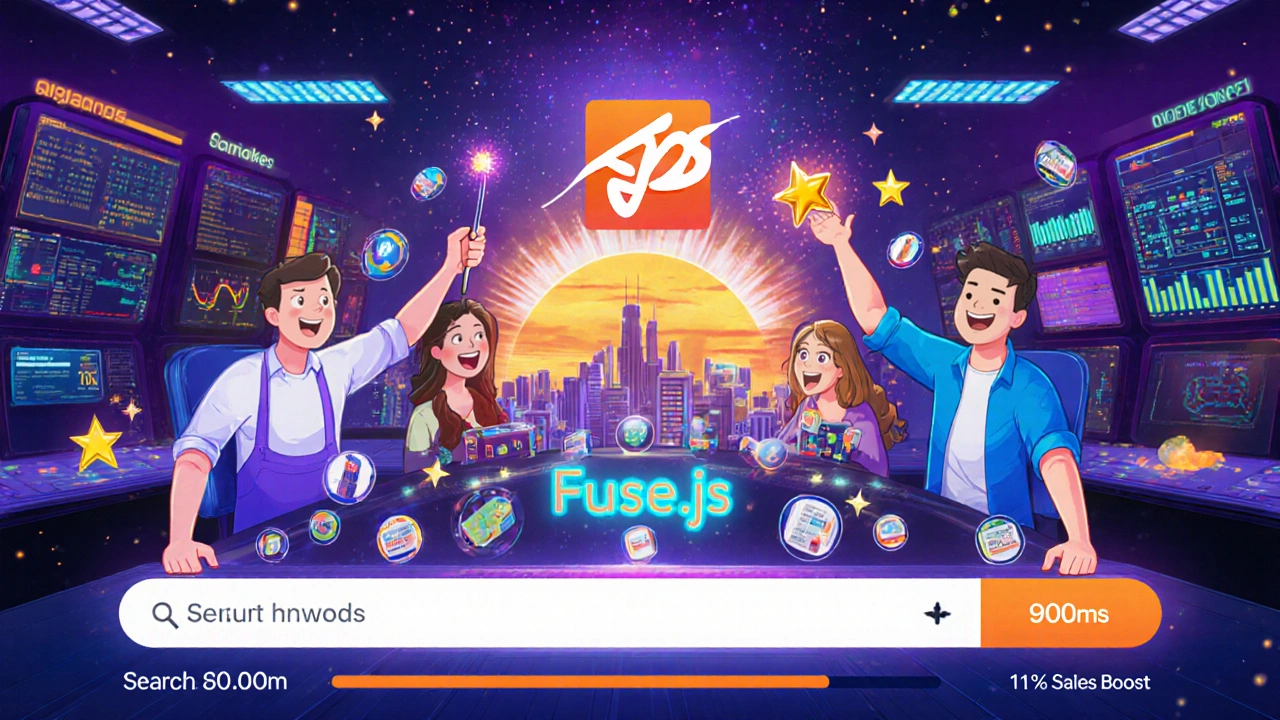 Team celebrating as a search bar instantly filters thousands of products with performance metrics.
