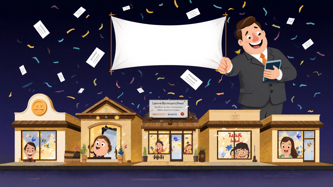 A row of small businesses all watching the same training video on tablets under a shared license banner.