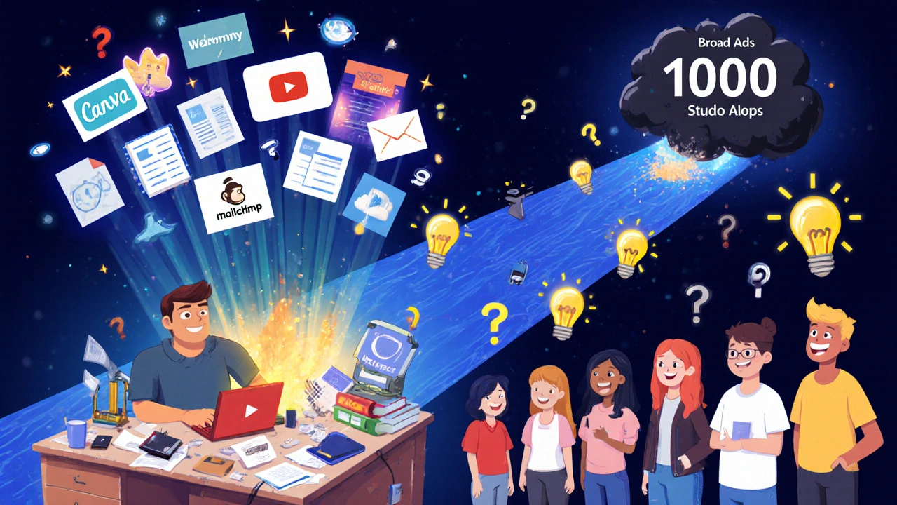 An entrepreneur builds a content engine of videos and emails that attract growing numbers of students.