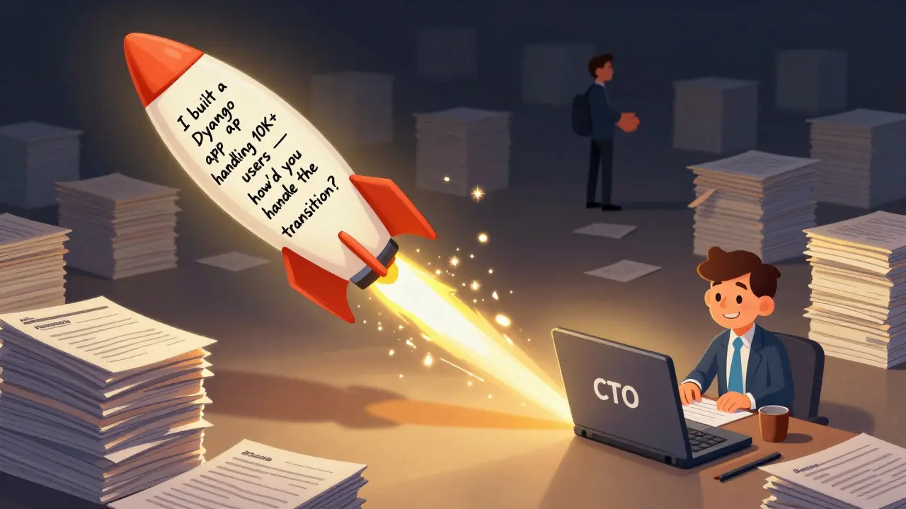 A personalized LinkedIn message launched like a rocket toward a hiring manager.