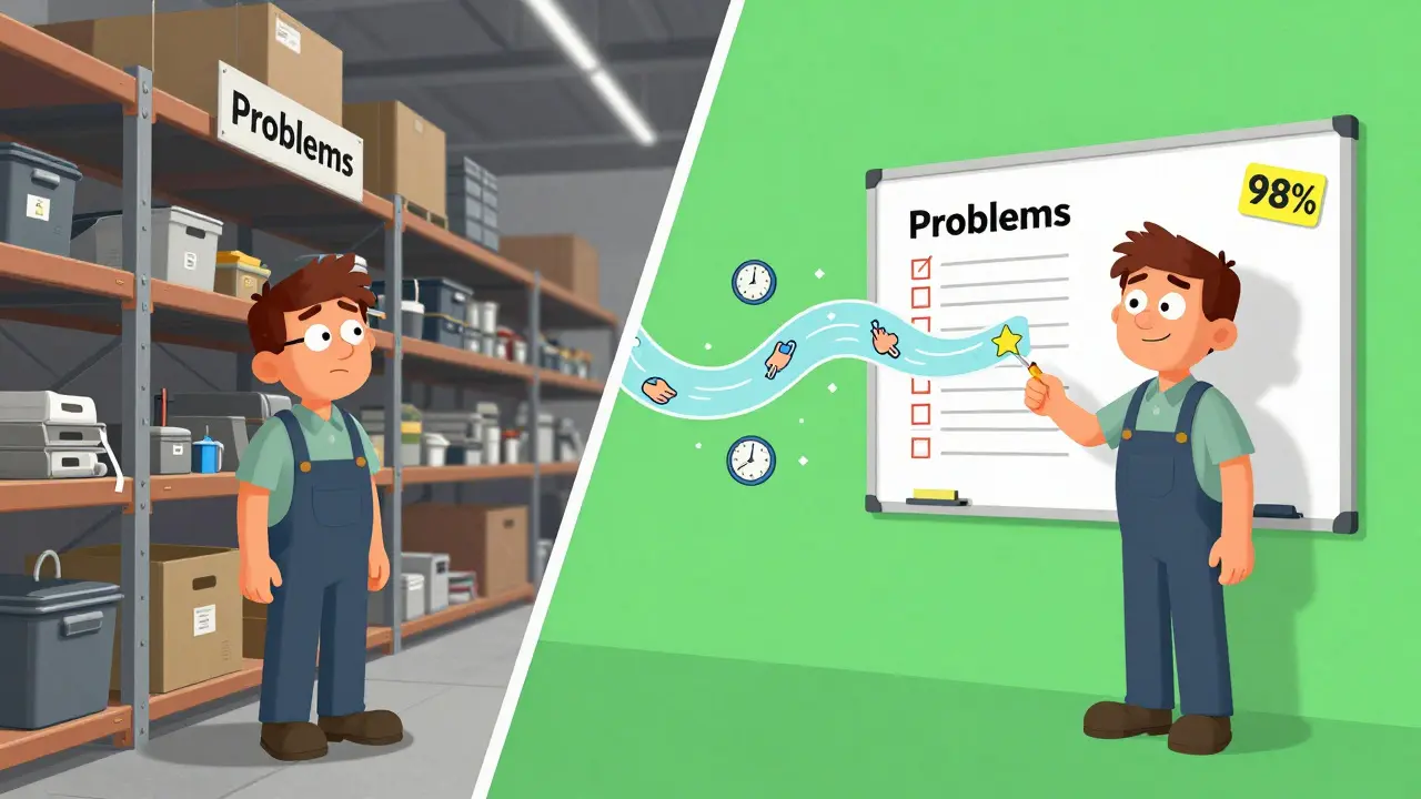 A warehouse worker transforming chaos into order with a simple checklist.