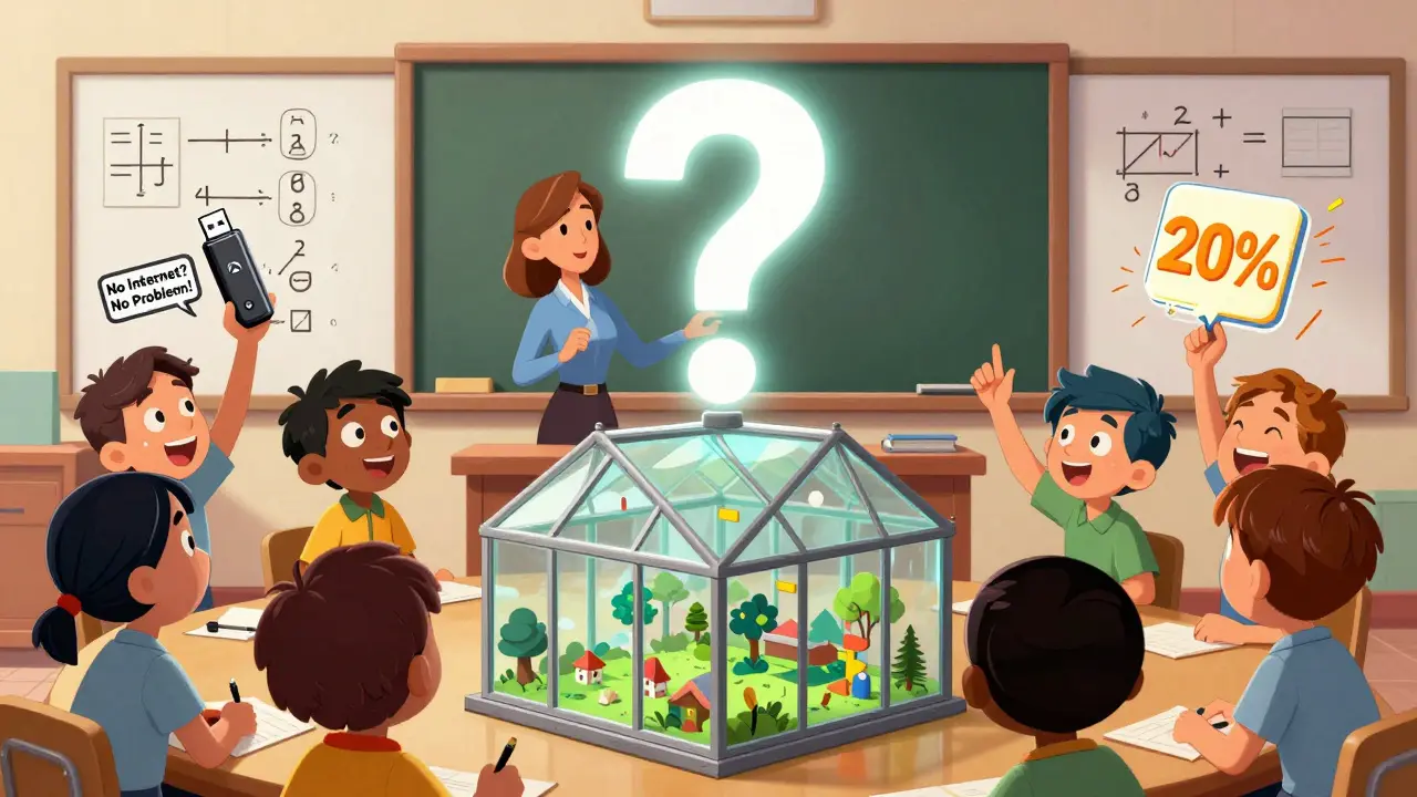 Teacher facilitates active learning as students build, debate, and solve problems in a vibrant classroom.