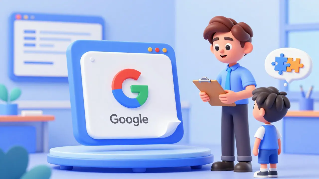 Instructor observing a student using a simple prototype of a course in a bright lab.