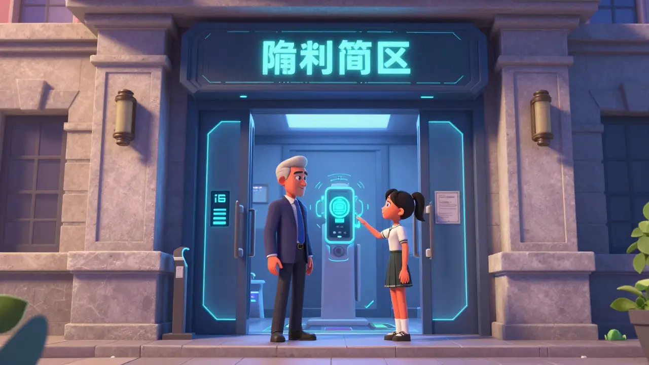 Professor and student at a secure biometric door in a university research facility