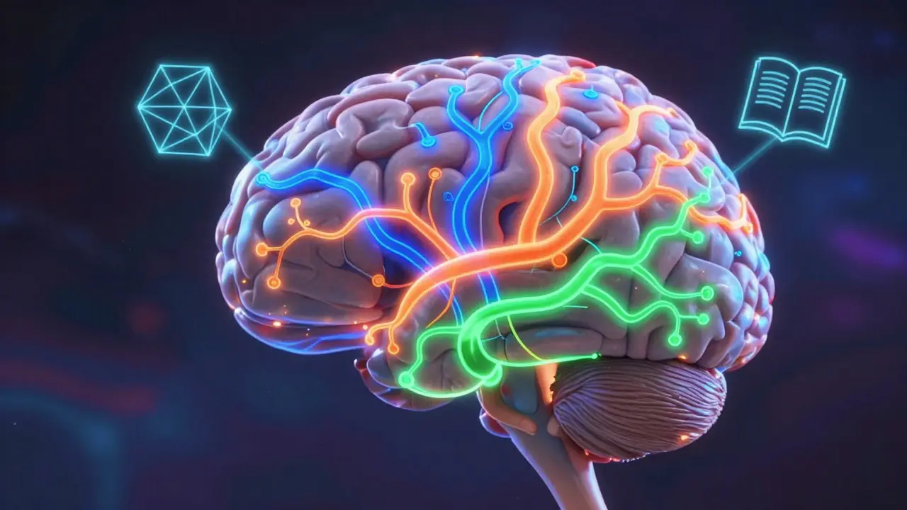 Glowing neural pathways illustrating multimodal learning concepts