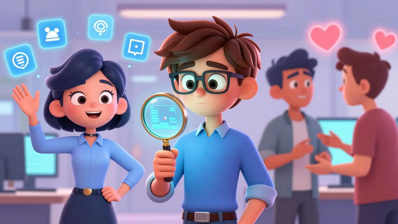 Three animated characters demonstrating digital literacy, critical thinking, and emotional intelligence.