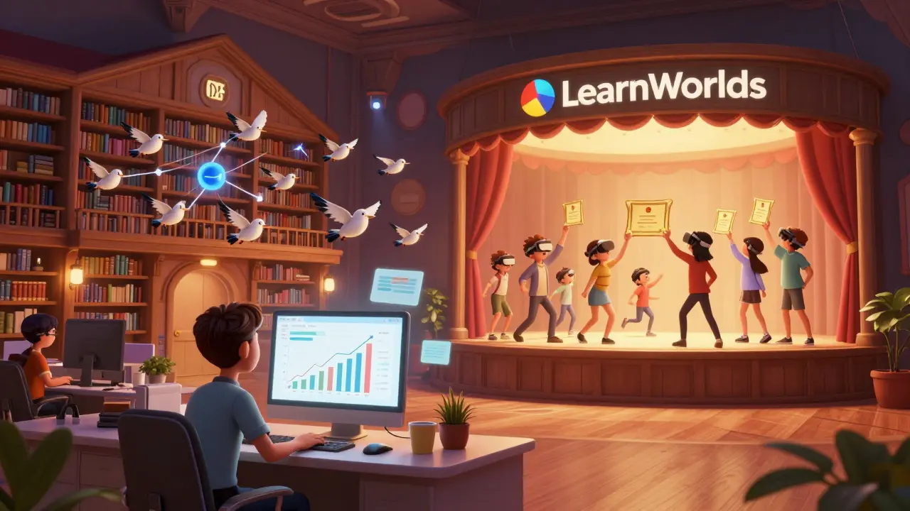 Visualizing Thinkific's affiliate strength vs LearnWorlds' engagement tools.