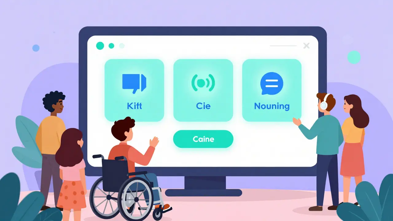 Diverse students using an accessible, inclusive digital learning platform together