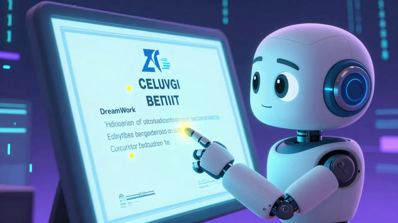 AI robot spotting errors in a forged digital certificate