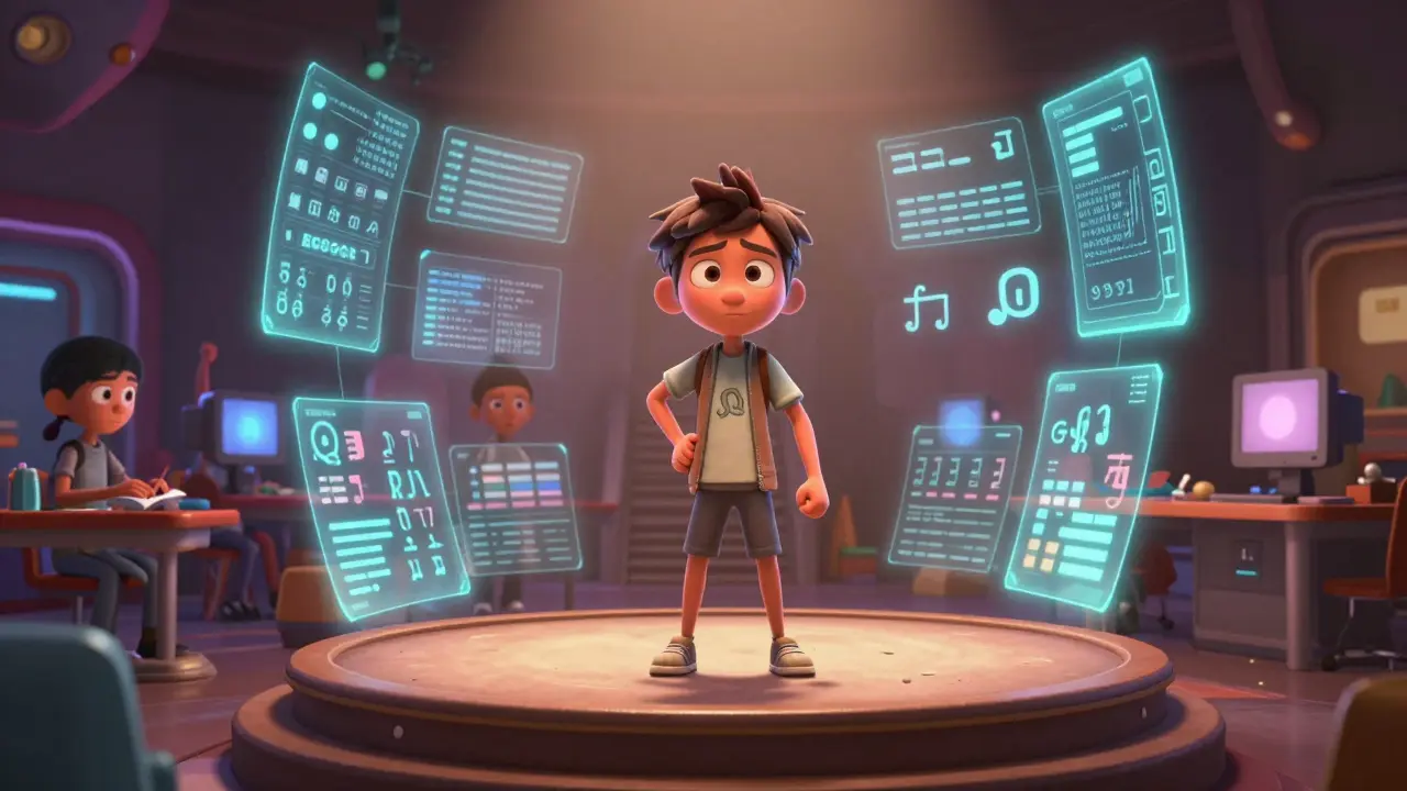Character mastering pronunciation in a tech lab
