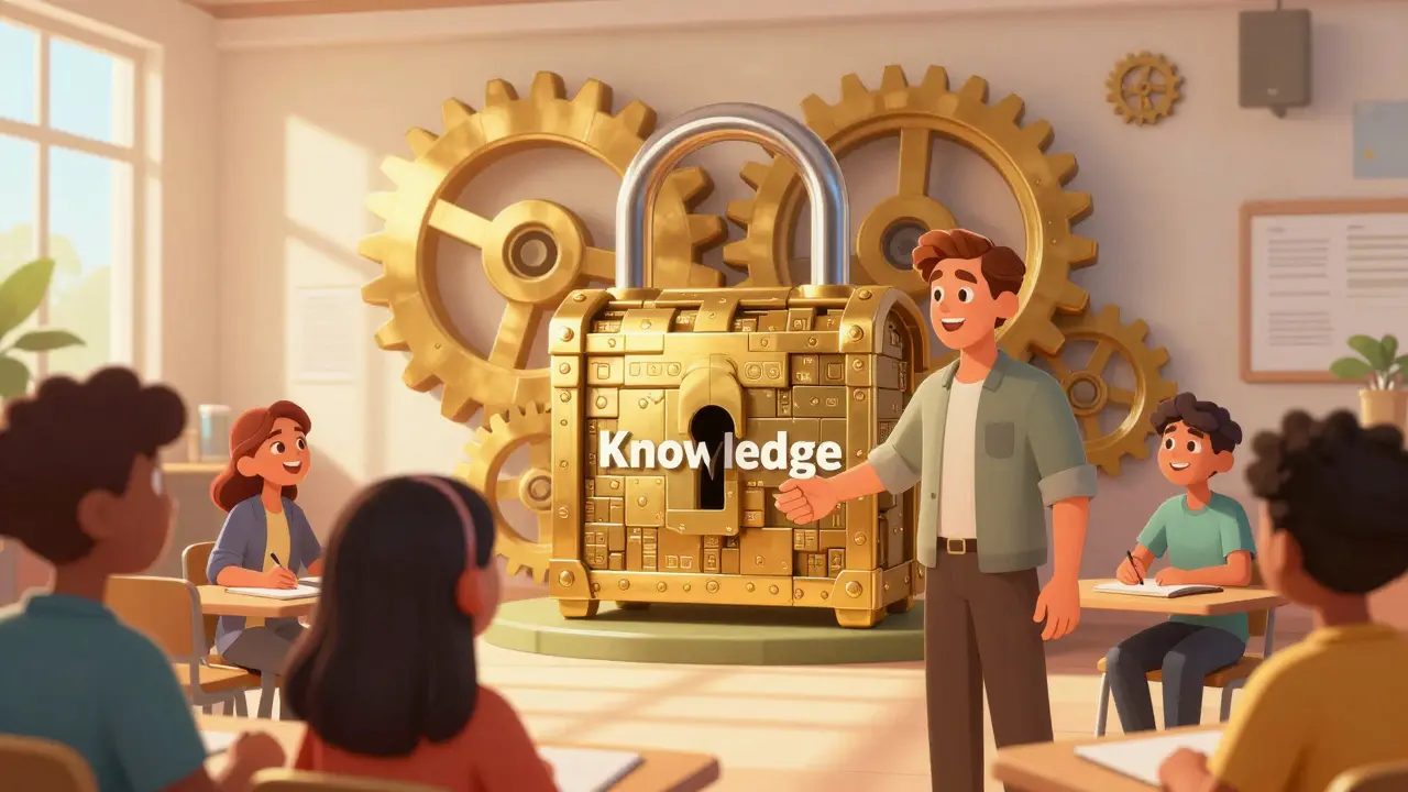 Creator and students celebrating community value over locked content
