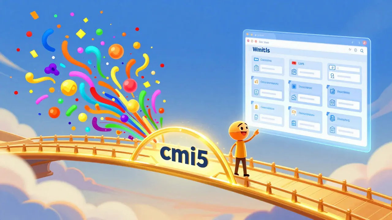 Illustration of cmi5 bridging chaotic xAPI data with structured LMS reporting