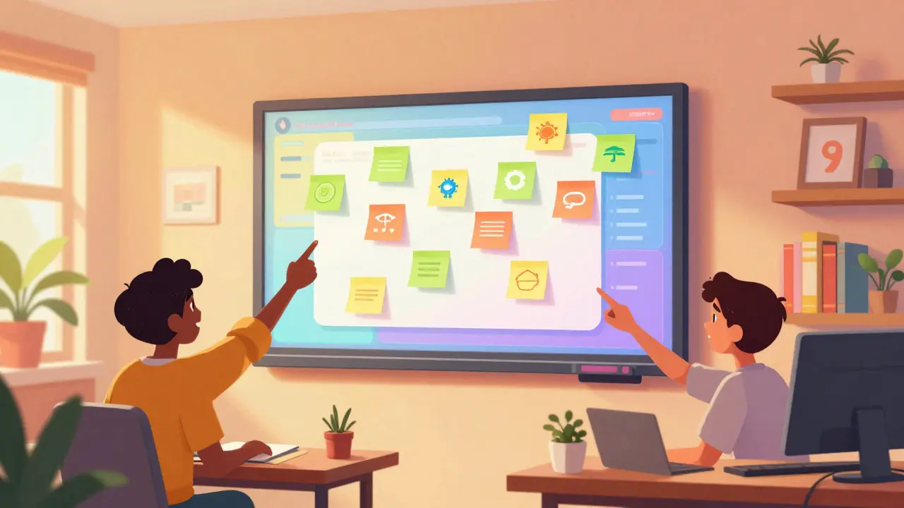 Participants engaging in a lively virtual collaborative whiteboard session