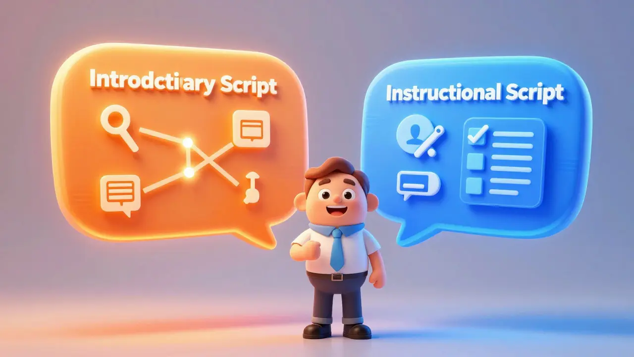 Visual guide to introductory and instructional scripts