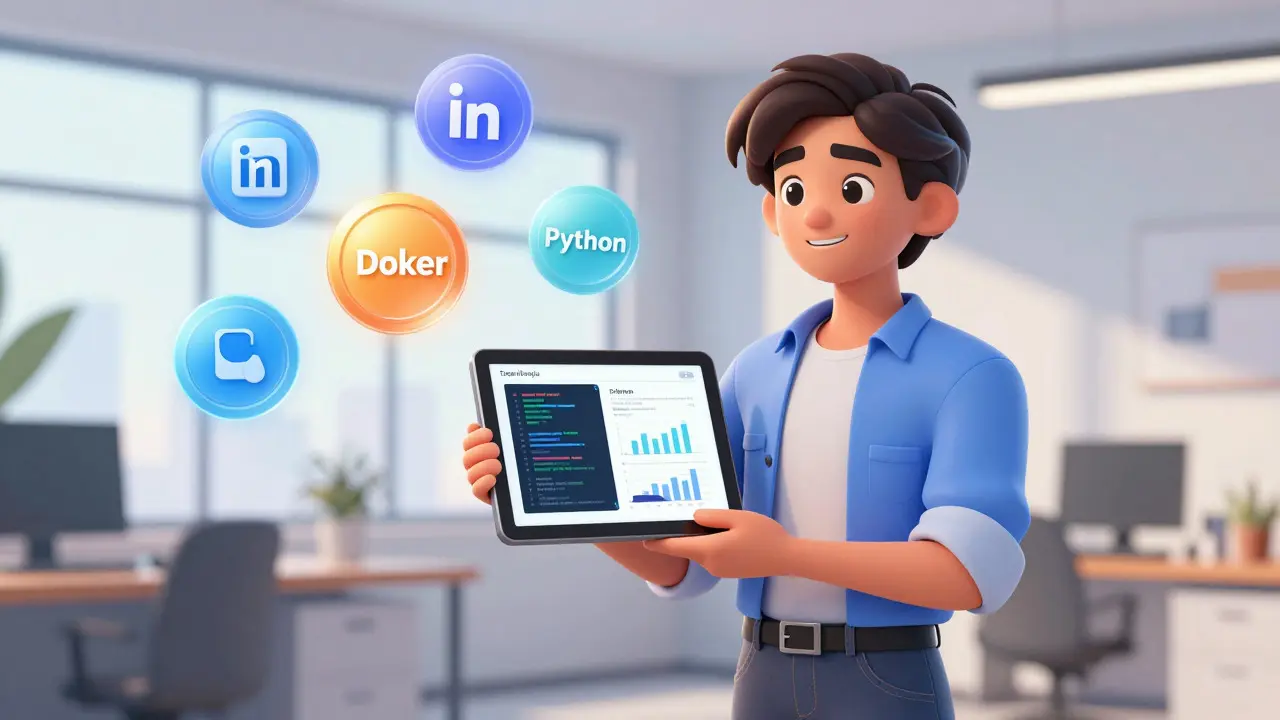 A graduate showcasing their open source contributions and professional skills.