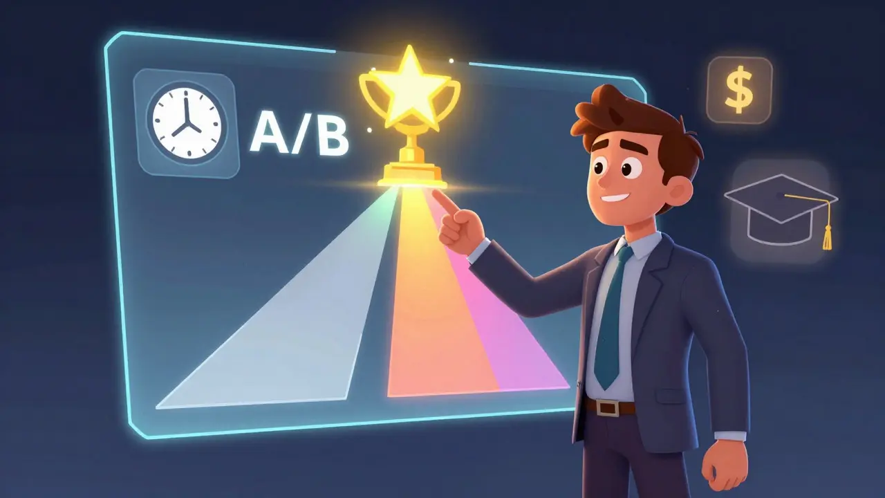 Analyst pointing to a successful path on a holographic display