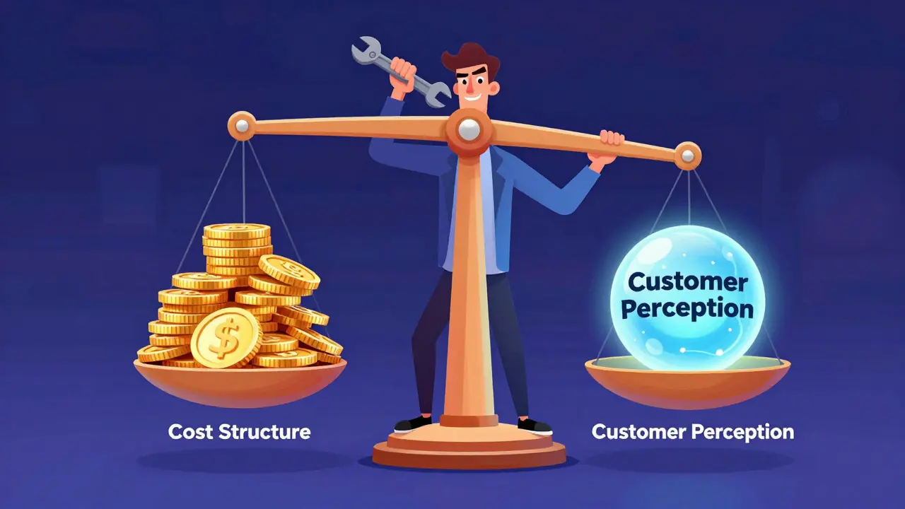 Character balancing cost and value on a scale