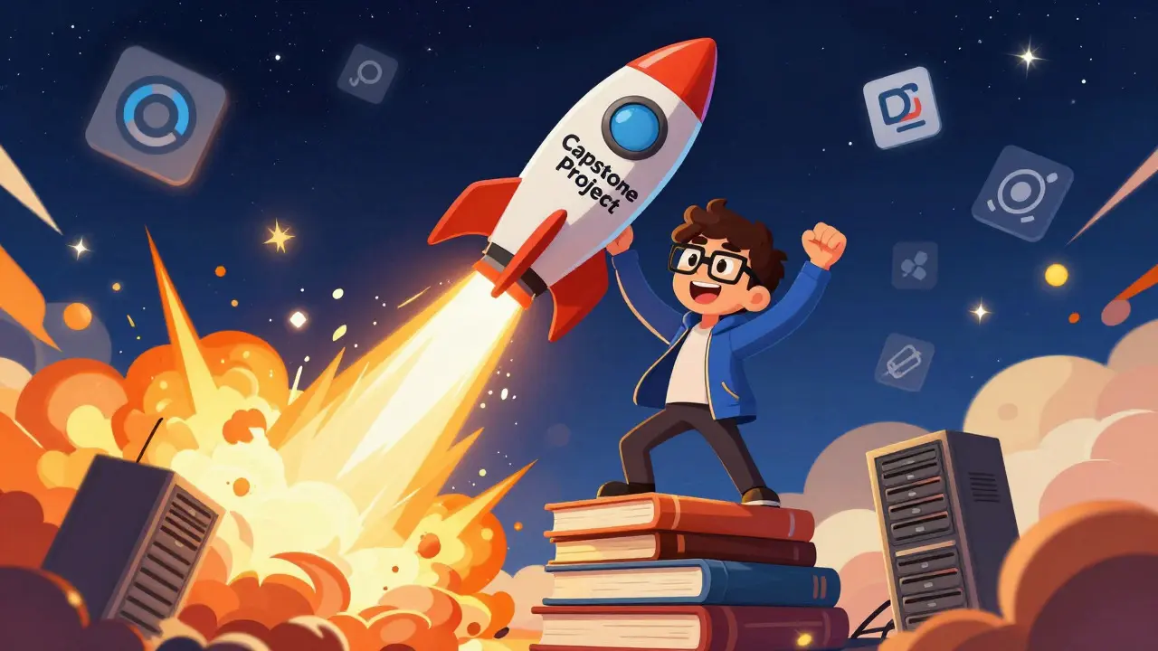 Developer launching a rocket capstone project into space