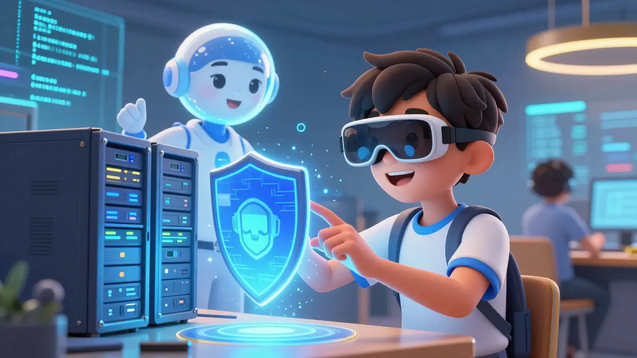 Student using AR and AI for immersive tech training