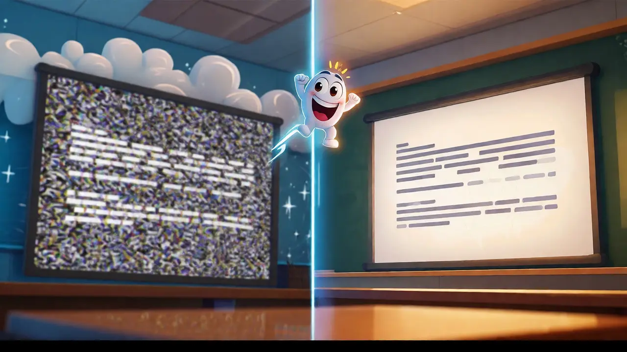 Split view comparing blurry low-quality video with crisp high-quality output