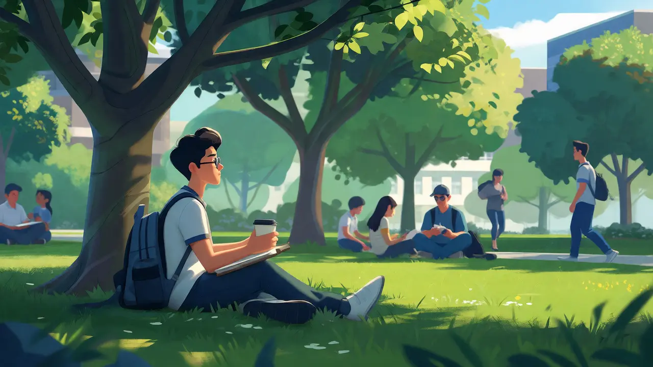Student relaxing peacefully after mastering time management