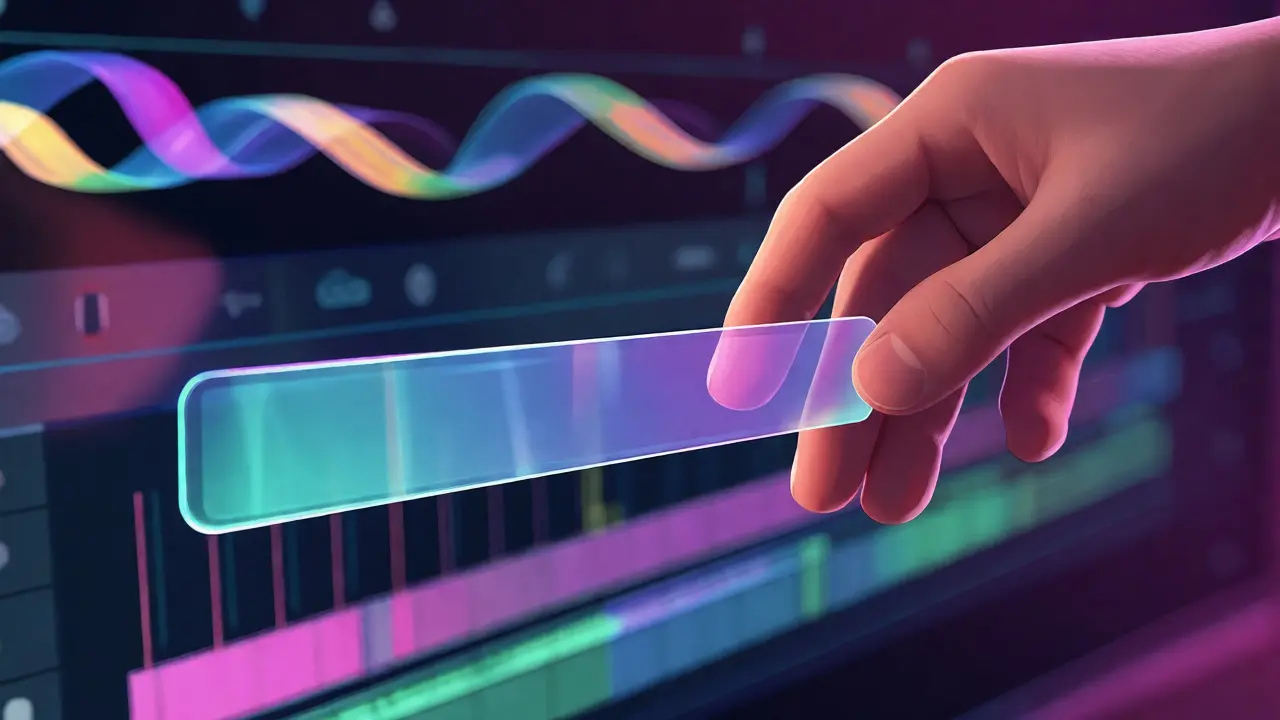 Animated hand placing a sleek, transparent lower-third graphic overlay