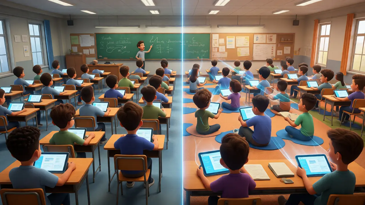Comparison of traditional vs. adaptive learning environments