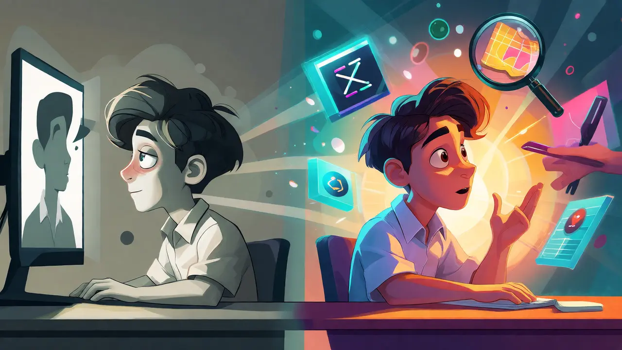 Student transforming from bored to engaged via visual learning